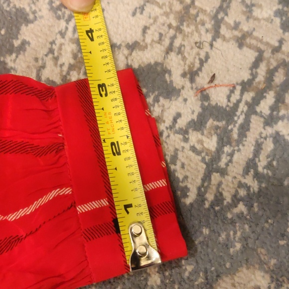 David-Hayes 100% Silk Red Plaid Long Sleeve Midi Skirt Set With Little Scarf - Picture 16 of 16